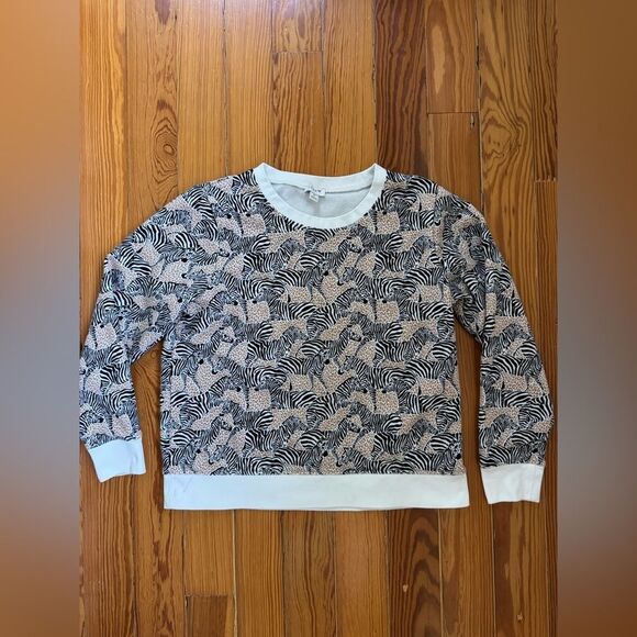J Crew Zebra Print Sweatshirt - Picture 1 of 6